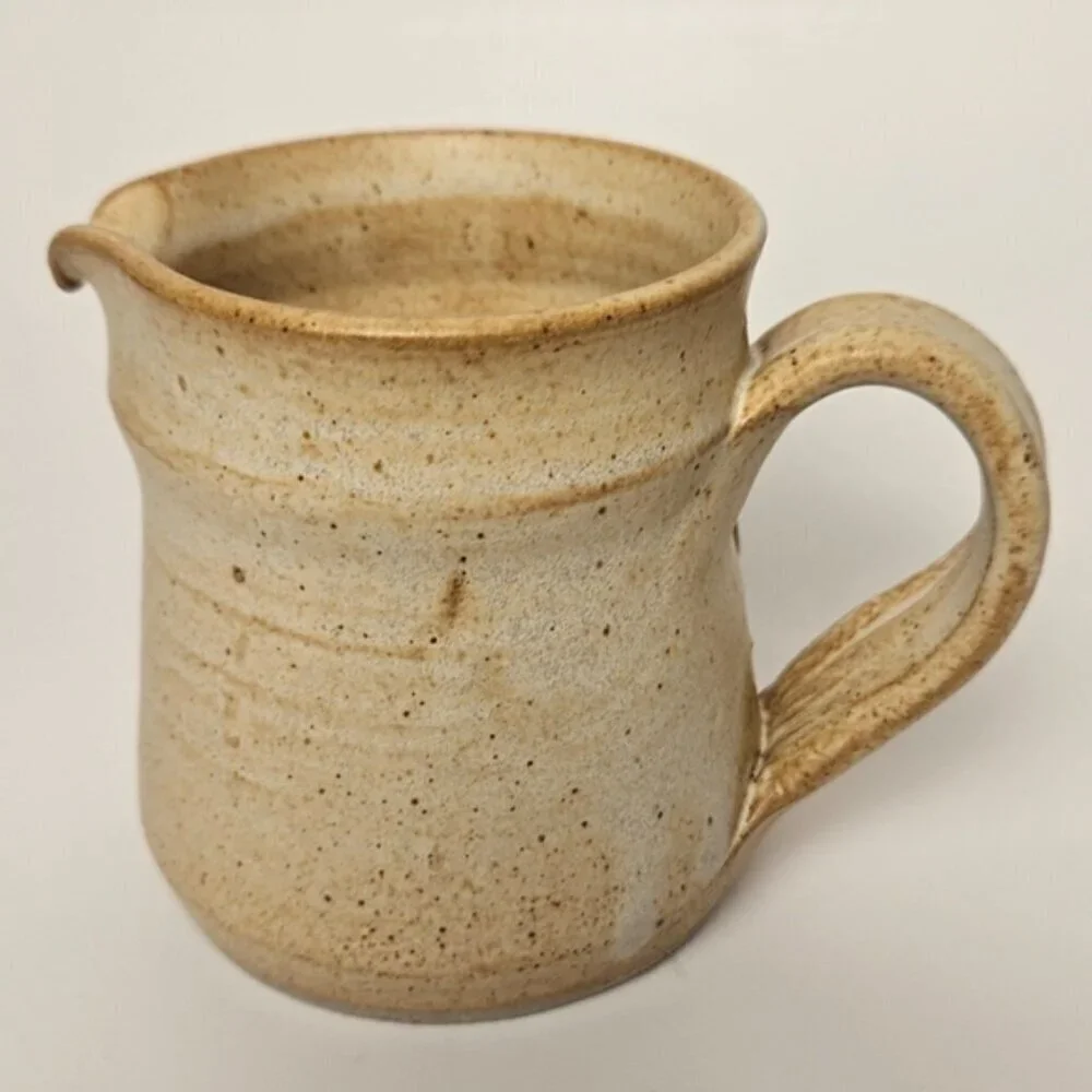Vintage Set Of Cream Jug & Sugar Pot - Toffee Brown Stoneware Ceramic Pottery
